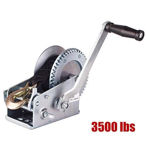 Notika 3500 lbs Hand Winch Crank Polyester Webb Strap Gear Winch ATV Boat Trailer