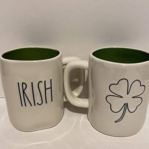 VEICK Mug GREEN inside - double sided with Cloverleaf design on back - Saint Patrick's Day - Ceramic Y