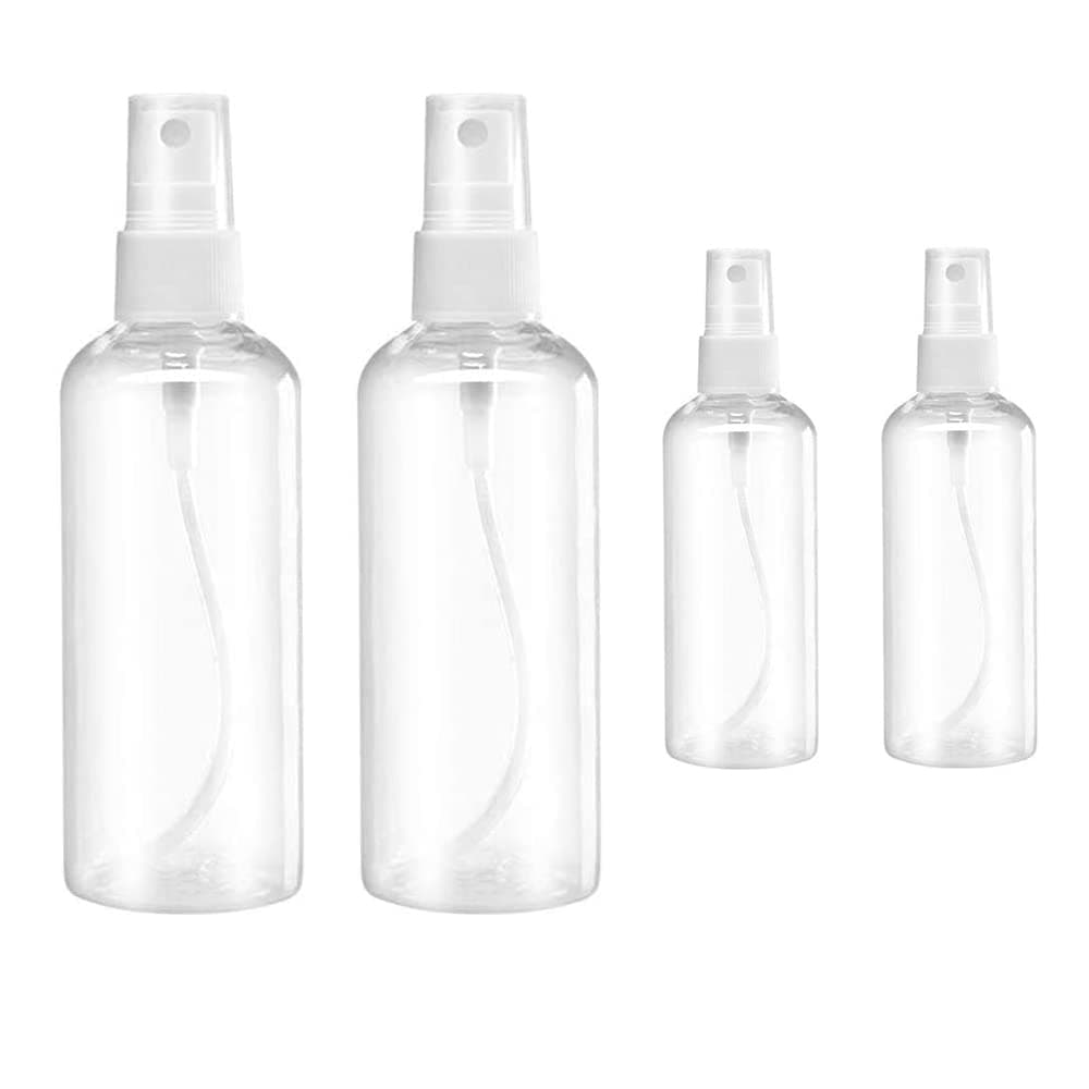 Small Spray Bottle, Spray Bottles, Clear Empty Fine Mist Plastic Mini Travel Bottle Set, Small Refillable Containers, 2 * 50ml, 2 * 100ml(4Pack)