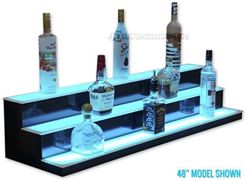 Customized Designs 3 Tier LED Lighted Bar Shelves - Low Profile Style (48" Length)