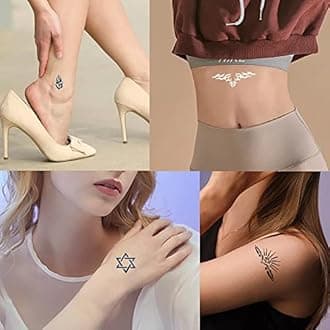 20 Sheets Glitter Tattoo Stencils, 482 Pcs Airbrush Temporary Tattoo Templates Henna Body Art Stencil for Women Boys and Girls (Red)