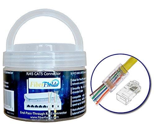 Internet Network Connector (50pieces RJ45 CAT5/5e end-Pass-Through one Piece Ethernet Modular Plug)