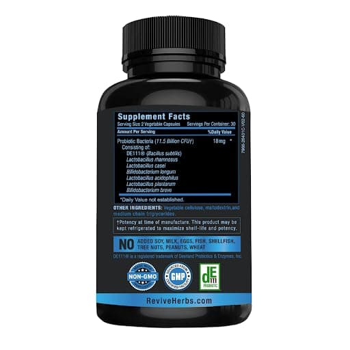 Advanced Probiotic with DE111 Strain (Bacillus subtilis). Spore Forming Probiotic. No Refrigeration Needed. 11.5 Billion Organisms. Probiotics for Women and Men. 60 Vegetable Capsules.