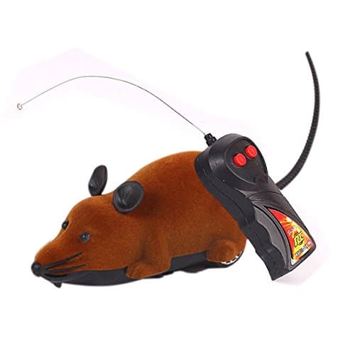 PeachFYE Rat Toy, RC Funny Wireless Electronic Remote Control Mouse Rat Pet Toy for Cats Dogs Pets Kids Novelty Gift (Brown)