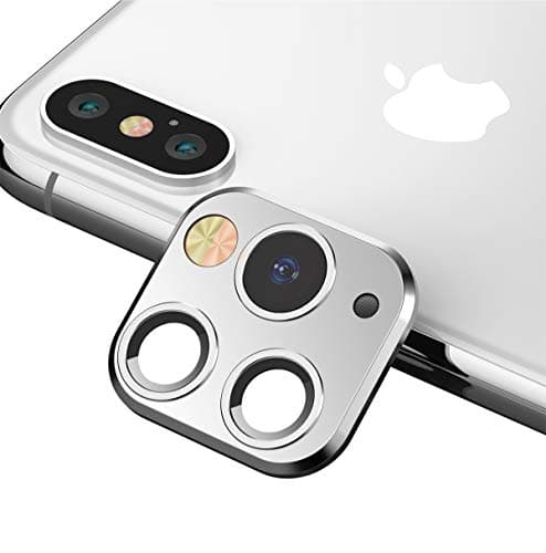 Modified Camera Lens Protector for iPhone X,Change iPhoneX/XS/XS Max to iPhone11 Pro/Max, Fake iPhone11 Pro/Max Rear Camera Lens Protection Cover (Silver)