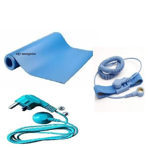 Sky-Zero Volt Therapy kit Grounding Mat Pad Earthing Sheet With 3 pin Plug & Grounding Wrist Band for Grounding Human body volatge (SIZE) (3X4 FT)
