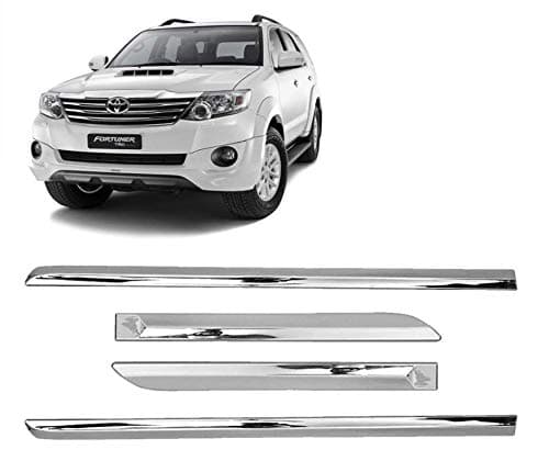 Empica Full Chrome Car Side Cladding Door Beading Protective Garnish Moulding Compatible with Toyota Fortuner (Set of 4 Pcs, Silver)
