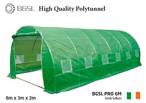 6m x 3m Polytunnel "Strongest In It's Class" a fully Galvanised Structure with more internal bracing than all other similar tunnels! 4 Diagonal Bracing NOT 2, 3 Full Length Roof Bracing NOT 2. FREE PolyTunnel Grow book with all orders