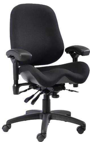J2502 Black Fabric High Back Thoracic Support Task Ergonomic Chair with Arms, 22" Length x 21.50" Width Backrest, 23" Width Seat, Grade 3 Comfortek