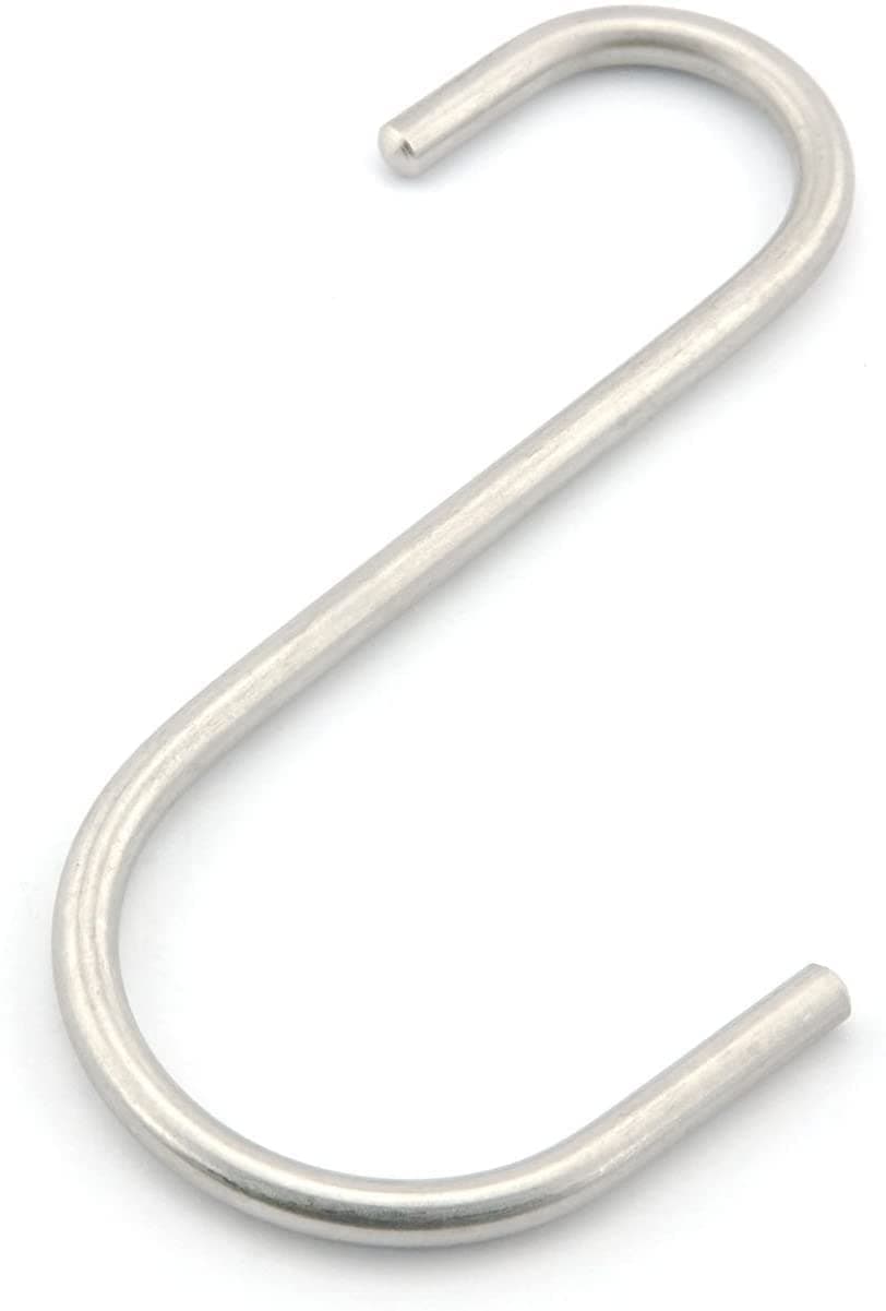 6 Pack 4.8 Inch Heavy Duty Solid Stainless Steel S Hook S Shape Durable Hanging Hooks for Heavy Items Tools, Auto Parts, Bicycle, Tires, Hoses.