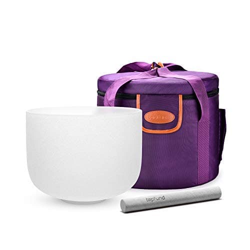 TOPFUND C Note Crystal Singing Bowl Root Chakra 8 inch with Heavy Duty Carrying Case and Singing Bowl Suede Striker