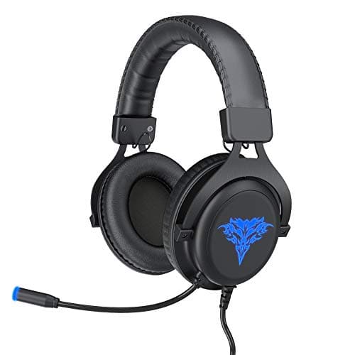BENGOO GH2[Updated] Gaming Headset for Xbox One, PS4, PC, Stereo Surround Sound Over Ear Headphones with USB Extension Cable, Noise Canceling Mic, LED Light, Soft Memory Earmuffs (Blue)