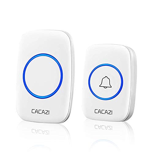 Wireless Doorbell kit, Plug-in Receiver, Waterproof Push Button with 1000 feet Operating Range, 5 Volume Levels, 60 Chimes, LED flash & CD Sound For Home/Office/Classroom Use (1x1 White)