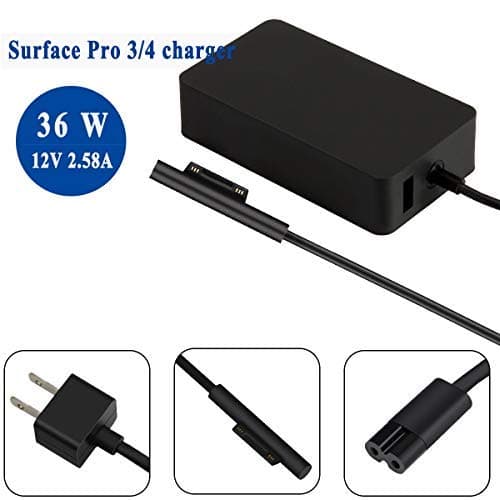 YIPBOWPT Surface Pro 4 Pro 3 Charger, 36W 12V 2.58A Power Supply Model 1625 for Microsoft Surface Pro 3 Pro 4 i5 i7 Pro 5 Pro 6 & Surface Go & Surface Laptop with 5V 1A USB Charging Port