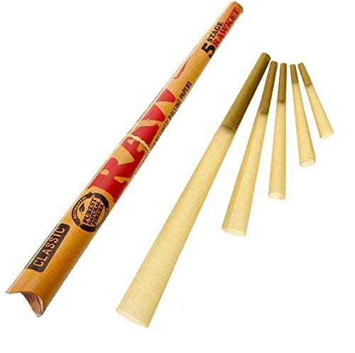 Raw Rawket 5 in 1 Pre rolled cones (Includes 5 different size Cones) With Silver Pouch