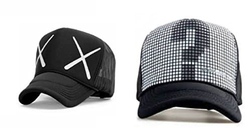 Michelangelo Question Mark Half Mesh Cap and XX Black Half Net Combo for Boys/Girls (Pack of 2)