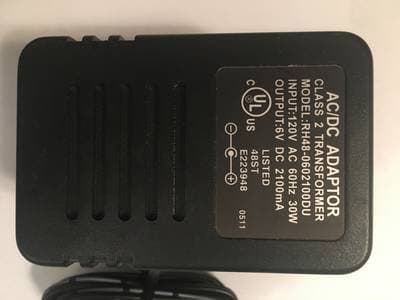 AC/DC ADAPTER 6 VOLTS, 2100 MA