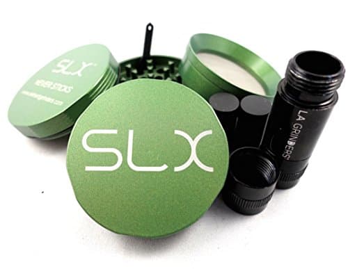 SLX Grinder 2.0 Version Non-Stick 4 Piece Green - 2.4" Inch w/ La Grinders Pollen Press
