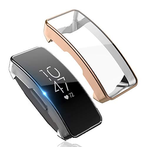 Compatible with Inspire & Inspire HR Screen Protector with Case, 2 Pack Soft Plated TPU All Around Protective Case Ultra…