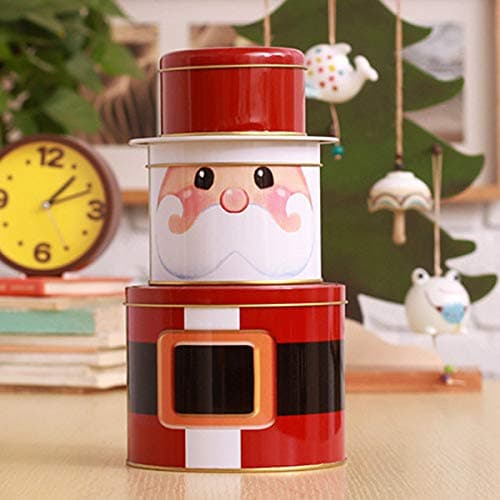 Cute Creative Christmas Gift Box Tinplate Candy Storage Box Biscuit Tins Size 10.5x19.5cm (Santa Claus)