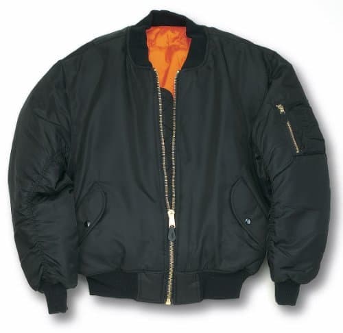 MA1 BOMBER JACKET WITH HEAVY BRASS ZIP (S, BLACK)