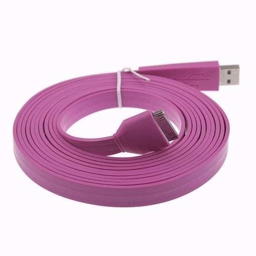 5Meter Hot Pink Flat Charging cable for iphone4/4S/4G/ipod/iTouch/for ipad
