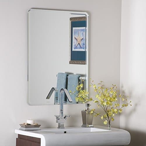 Glass Frameless Rectangular Wall Mount Bathroom Mirror, Silver, Size : 18 Inch X 24 Inch, Unframed