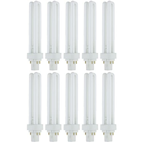 Sunlite Compact Fluorescent PLD 4 Pin Double U-Shaped Twin Tube Light Bulb, 26 Watts, 120 Volts, 4 PinG24q3 Base, 1560 Lumens, 3500K Neutral White, 10 Pack