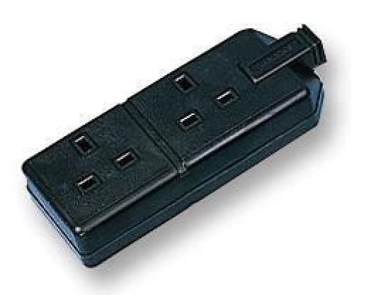 2 Gang Heavy Duty Rubber Trailing Socket, Black