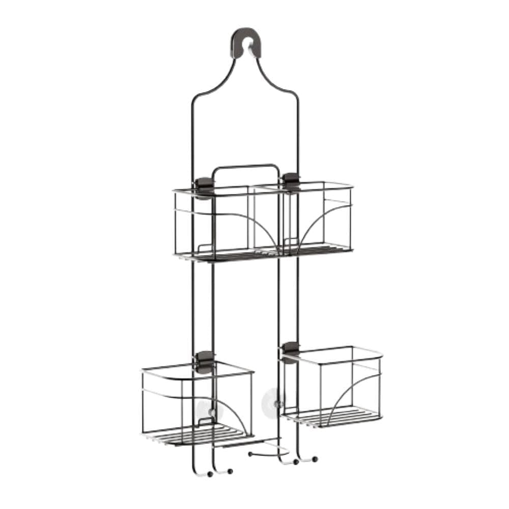 Modern Bronze Expandable Rust-Resistant Over-the-Shower Caddy, 4 Load, Hanging Mount, Wall Mount, 10.25"D x 16"W x 24.75"H, Bronze