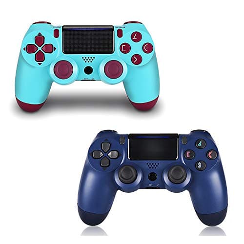 2 Pack Controller for PS4,Wireless Controller for Playstation 4 with Dual Vibration Game Joystick (Midnight Blue+Berry)