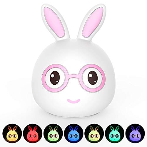 MookeySmiling Rabbit Creative Touch 3D LED Decorative Children Night Light, USB Charging (Blue)