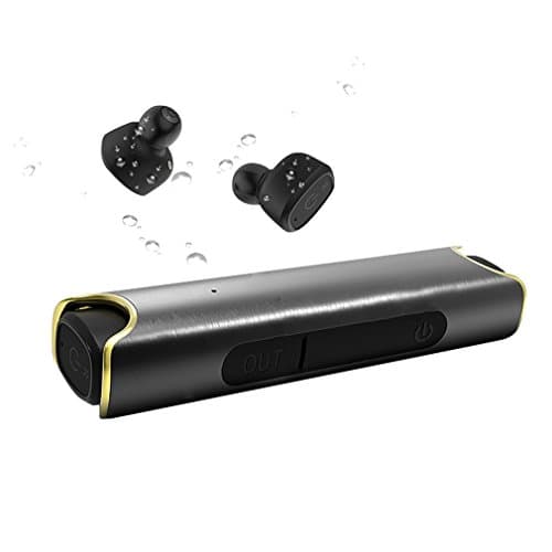 True Wireless Earbuds with Charging Case, Bluetooth 4.2 Headphones Sweatproof Waterproof IP67 Stereo Noise Canceling for Sports, Ayoki in Ear Earphones with Microphone for Smart Phones (Black)