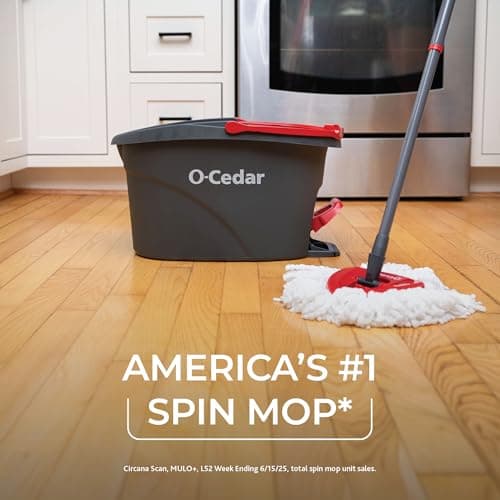 EasyWring Microfiber Spin Mop & Bucket Floor Cleaning System with 4 Extra Refills