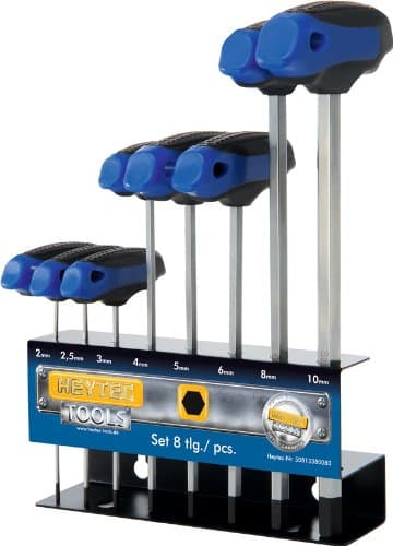 Heytec 50813380080 Hexagon Screwdriver Socket Set, Silver/Black/Blue, Set of 8 Piece