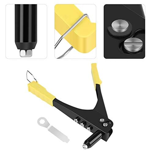 Plastic Handle Professional Hand Riveting Plier Tool – Heavy-Duty Rivet Gun for Metal, Leather, and DIY Projects (Yellow)