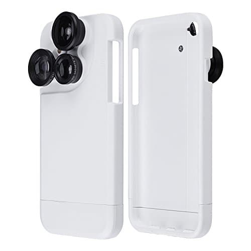 Aipinvip iPhone 6/6S Case,4-in-1 Camera Lens Kit (Rotation Change Lens) Fisheye Lens / Macro Lens / Wide Angle Lens / 2× Telephoto Lens Camera Lens Phone Case for iPhone 6/6s (white-4.7)