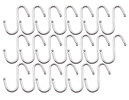 LBY 20-Pack S Shaped Hooks, 60 x 50mm(2.36'' x1.97'') Stainless Steel Metal Hangers Small Hooks, Hanging Hooks for Kitchen, Work Shop, Bathroom, Garden, 304 Stainless Steel(Silver)