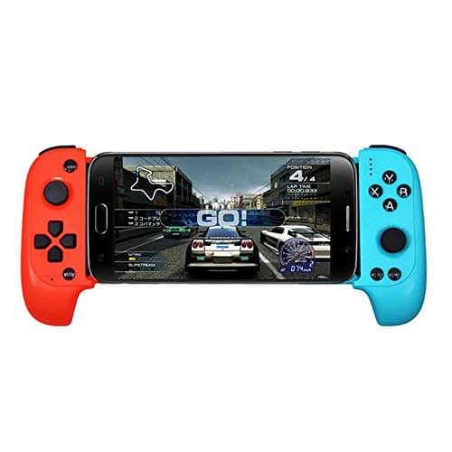 Aoile Wireless Bluetooth Game Controller Telescopic Gamepad Joystick for Samsung Xiaomi Huawei Android Phone PC Red Blue