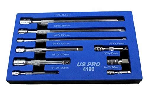 Tools 9pc 1/4" 3/8" 1/2" Dr Extension Bar Set, Sockets Bars 4190