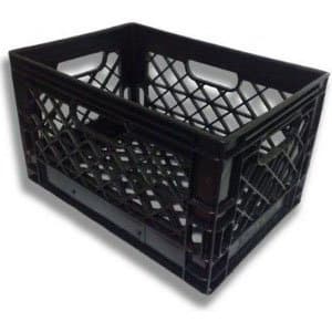 Authentic 19x13x11 6 Gallon 24 Quart Rectangular Dairy Milk Crate (BLACK)