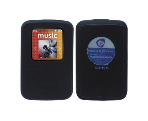 Black Soft Skin Case + Screen Protector + Armband + Smart Cord Wrap for SanDisk SDMX22 Sansa Clip Zip 4GB 8GB MP3 Player
