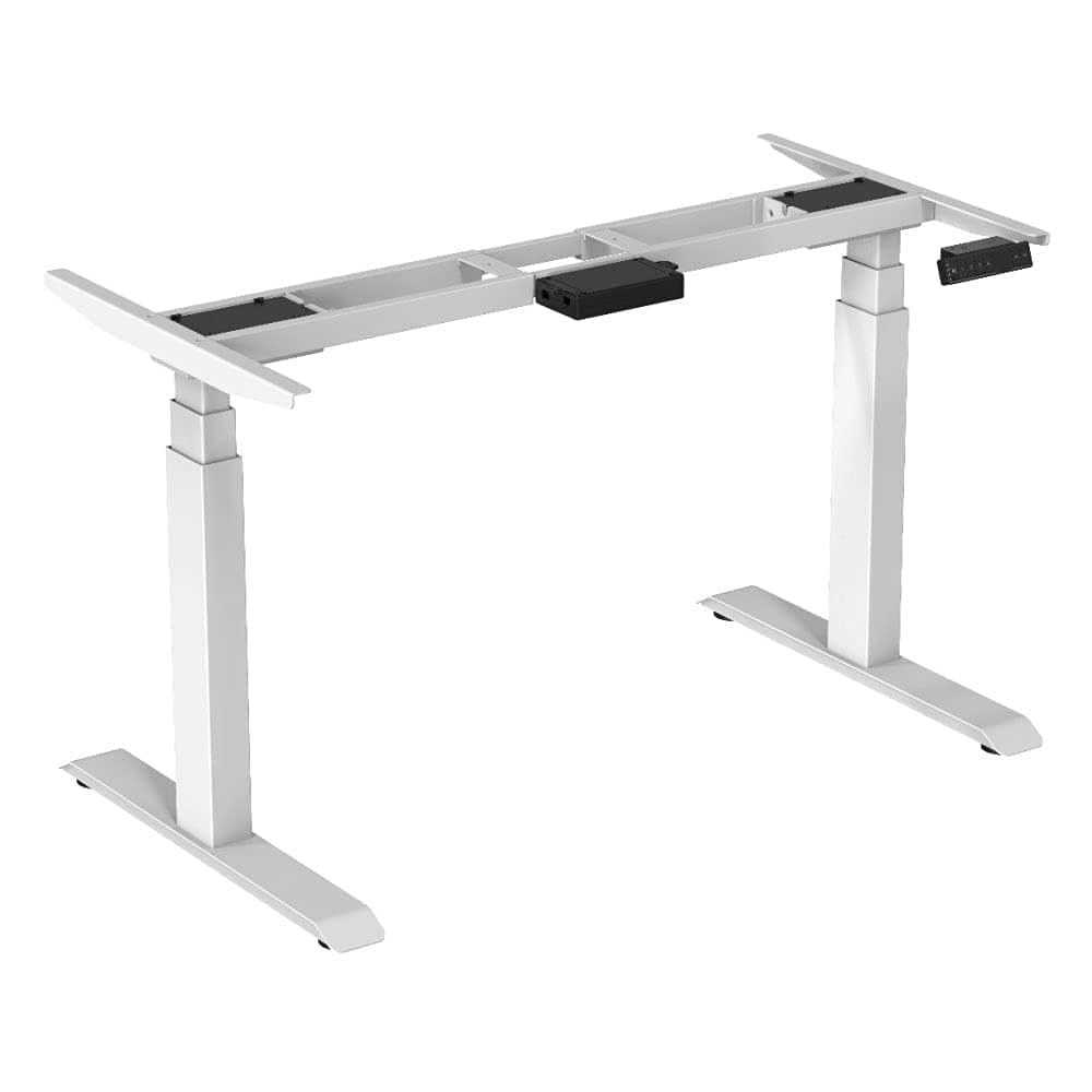 Ergologic Height Adjustable Table - Electric Dual Motor 3 Stage - Ergonomic Sit to Standing Computer Desk for Home Office Work, 120 KG Capacity, Mild Steel, White Color (Only Frame, No Top)