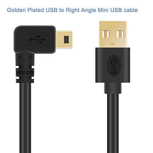 Gold Plated USB to Right Angle Mini USB, Aggice 30cm Length Golden Plated USB2.0 Type A to Right Angle Mini USB Male Extension Cable(Universal USB A to Right Mini USB)