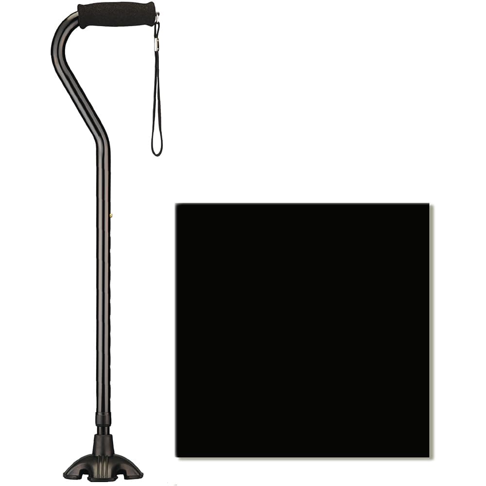 Nova Joy Designer Offset Quad Cane for Seniors - Unisex Adjustable Lightweight Walking Aid with Foam Handle, Wrist Strap and Anti-Rattle Lock - Essential Mobility Support - Black