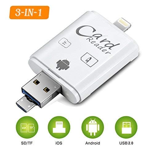 WECODO SD Card Reader, Lightning OTG USB Micro SD Card Adapter for iPhone 8/iPhone 7/ iPhone 6/ iPad Air/ Mac Android