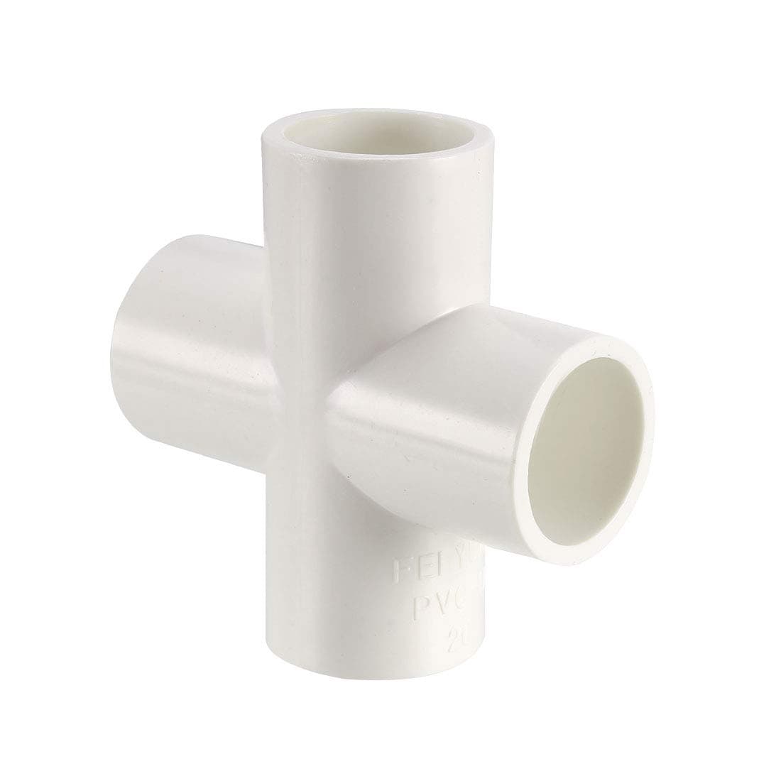 sourcing map PVC Pipe Fitting 4 Way Cross Schedule 40 20mm Socket Tee Corner Fittings White 6pcs