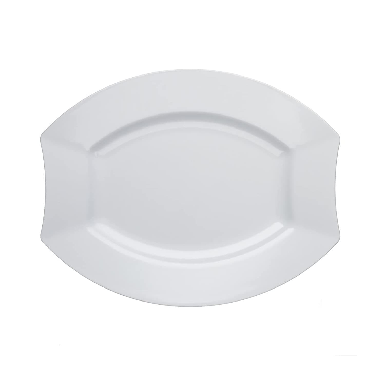 Party Essentials20-Count Hard Plastic 9.5" Royalty Dinnerware Oval Lunch/Dinner Plates, White