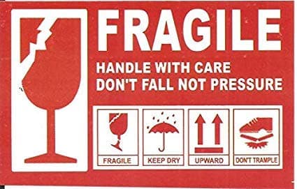 Fragile Handle with Care Size: 11 X 7 Cms Self Adhesive Packing Sticker (200)