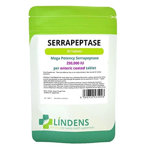 Serrapeptase DOUBLE PACK 60 tablets; 250,000IU high strength, enteric coated